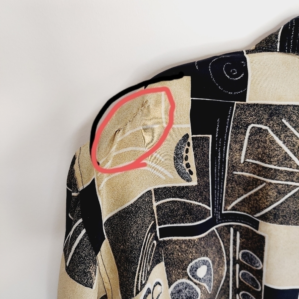 Vintage Fuda International Woman's Large Silk Bomber Jacket Geometric Black 90s - Picture 12 of 13